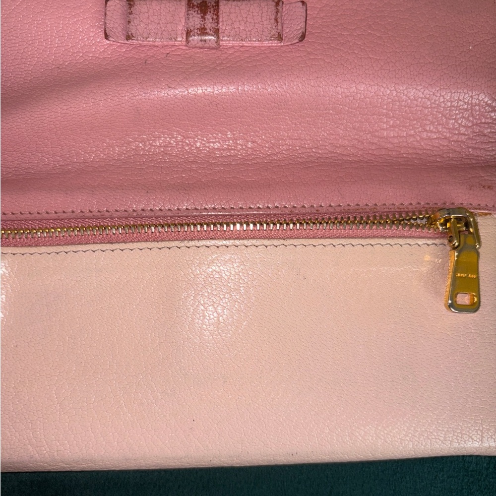 Miu Miu Pre-loved Pink Leather Clutch with Gold Chain with Matching Key Holder - Picture 16 of 16